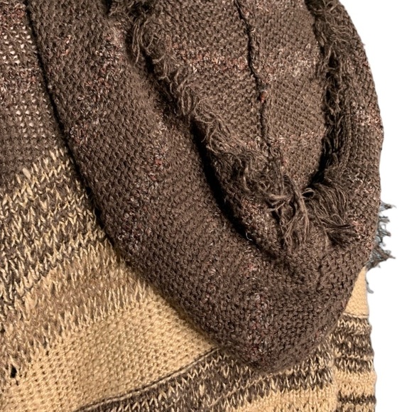 Denim & Supply by Ralph Lauren Tan & Brown Fringed Pullover Sweater Poncho Sz S - Picture 11 of 11